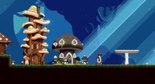 an animated gif showing a screengrab of the Mushroom Kid game.