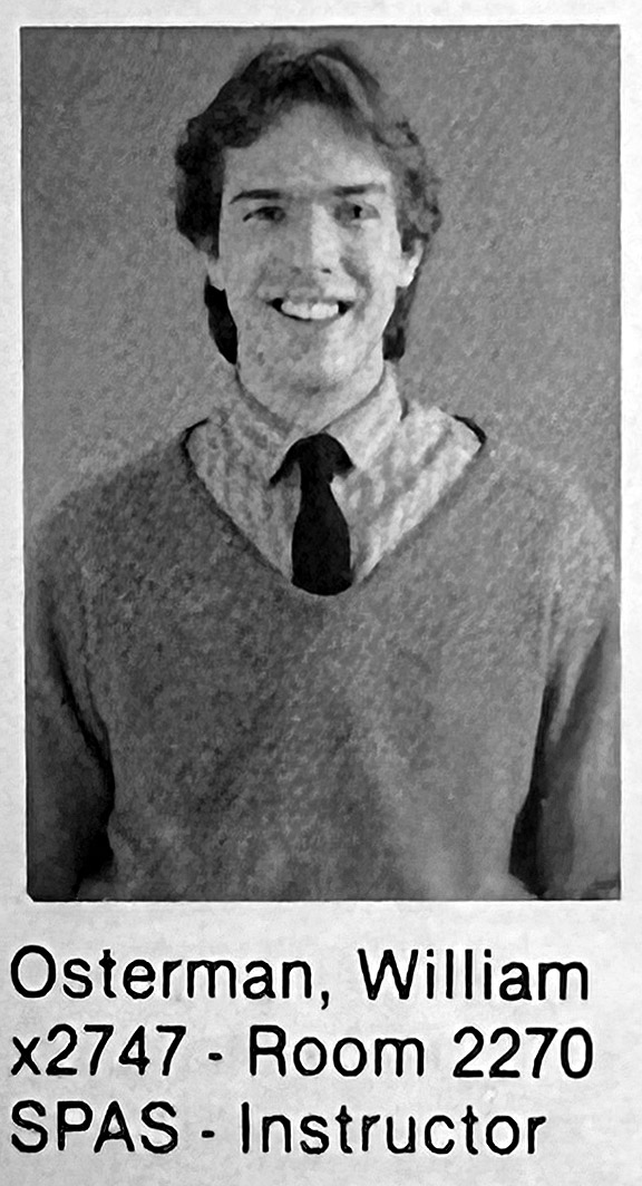 a yearbook photo of a professor in 19 87.