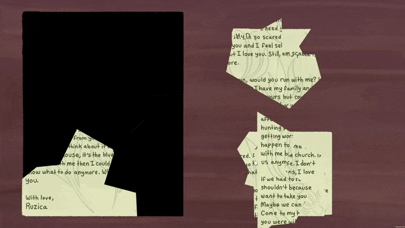 Game designers for the Peaceland project have created several minigames, including one where players assemble the pieces of a letter.