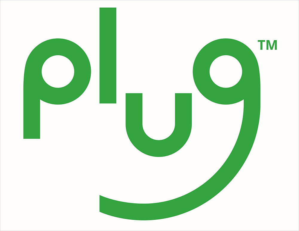 logo for Plug Power with the letters p l u g. 