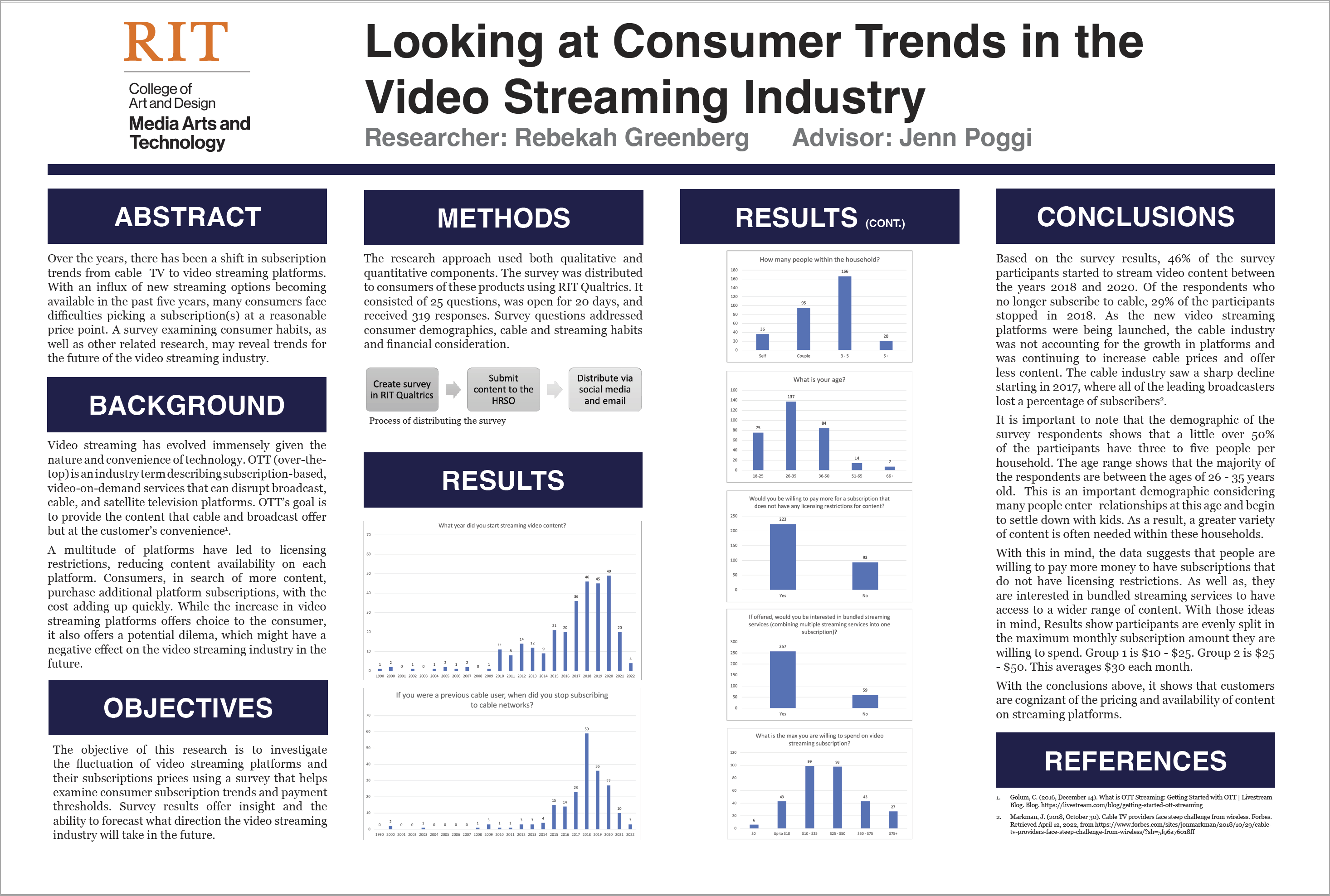 A poster highlighting research on looking at consumer trends in the video streaming industry.
