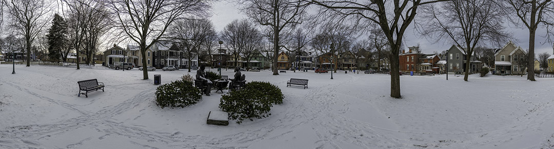 panoramic view of Susan B. Anthony house in Rochester.