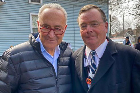 Senator Chuck Schumer and NTID President Gerry Buckley.