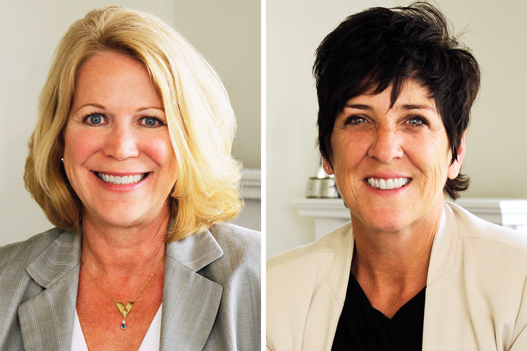 side-by-side portraits of businesswomen Sue Butler and Tracy Till.