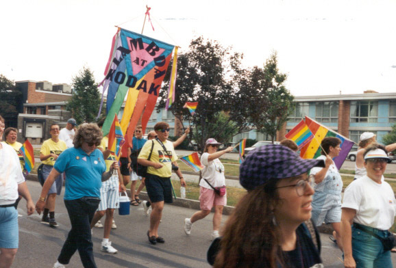 people participate in the 1993 march on Washington D.C. for LGBTQ rights. 