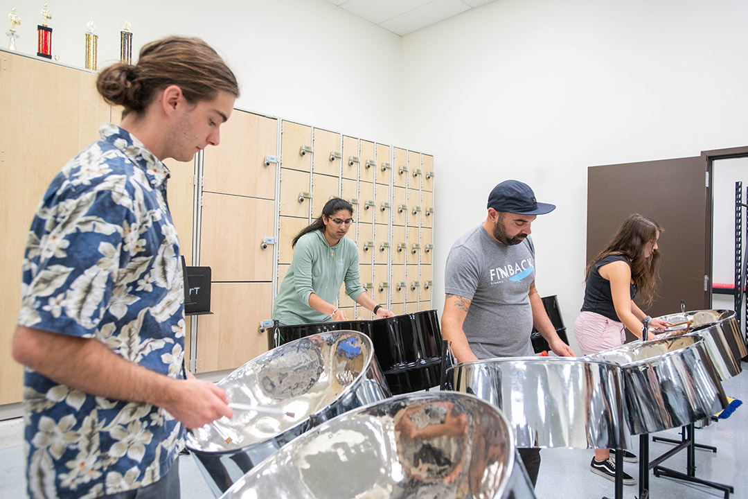 students playing steel drums.