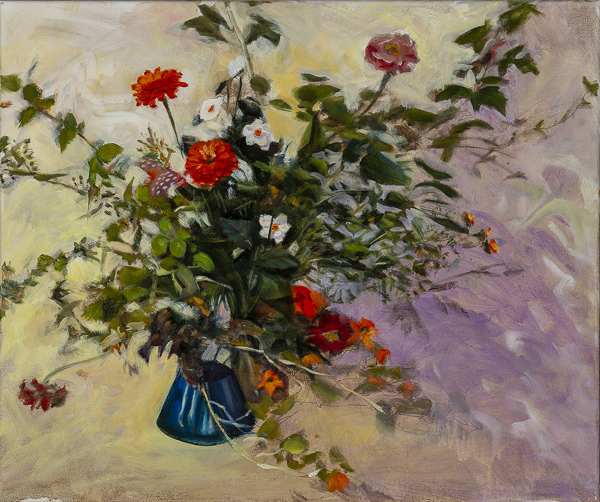 A painting of a bouquet of flowers.