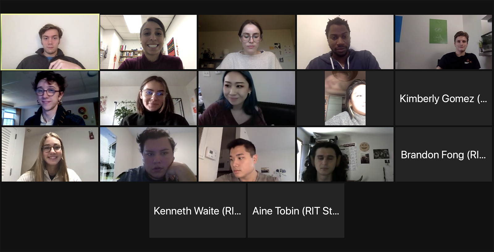 A grid of students and faculty on Zoom.