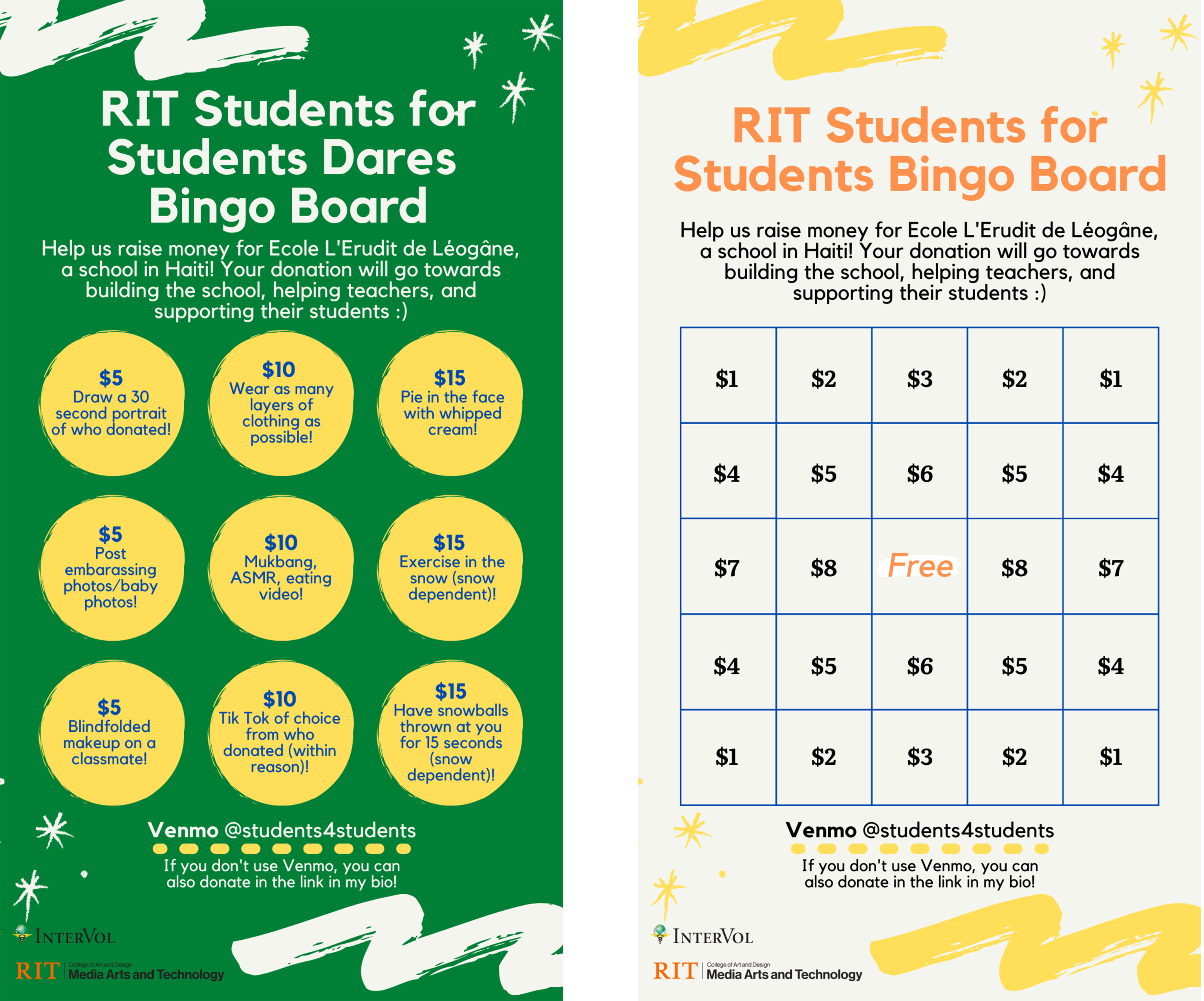 a graphic displaying dare and bingo boards.