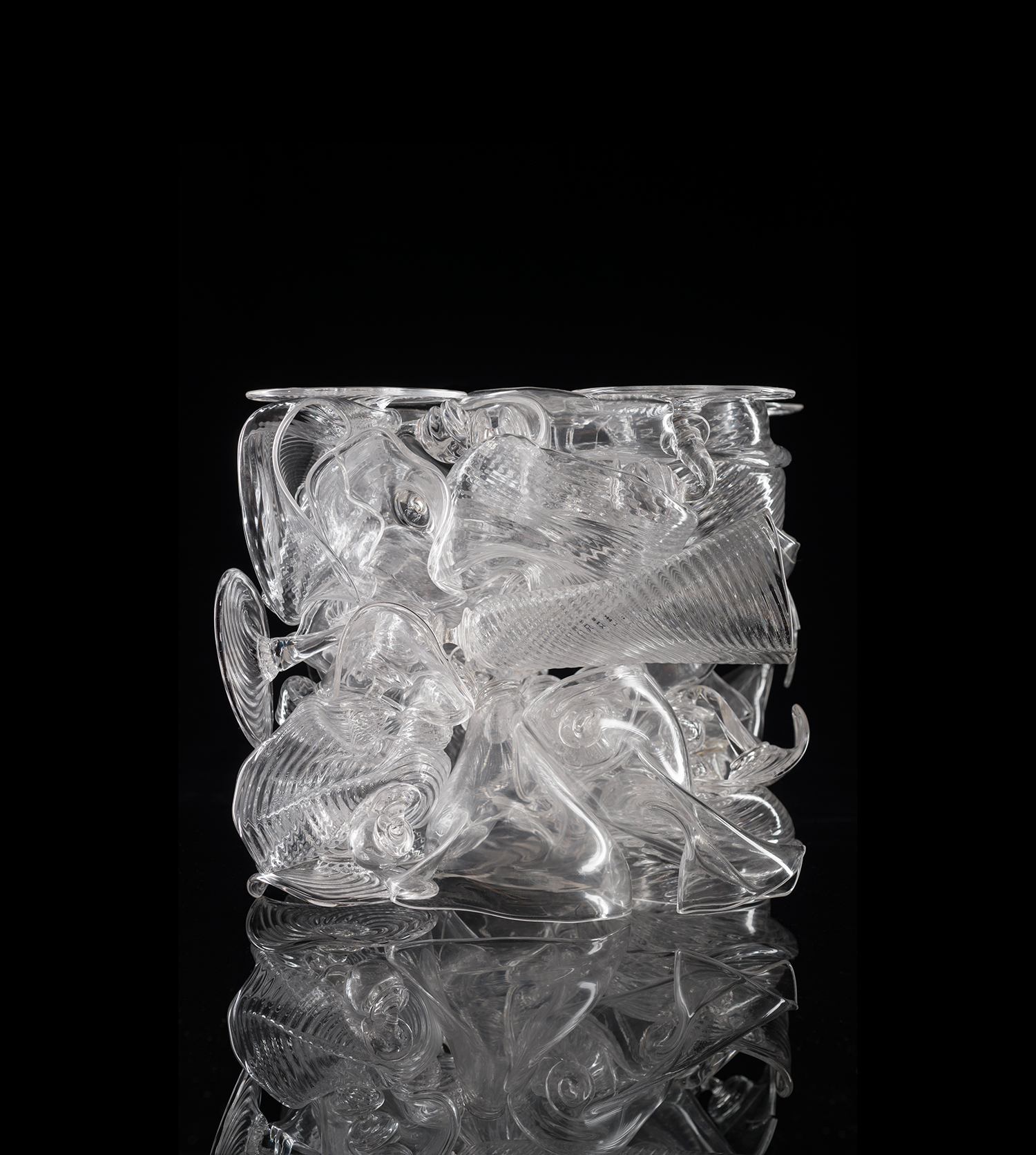 A small but intricate glass sculpture