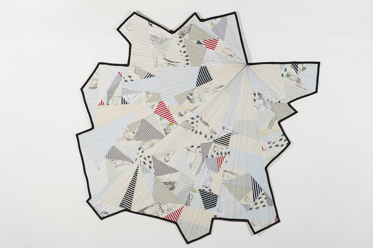 An asymmetric quilt with abstract pattern