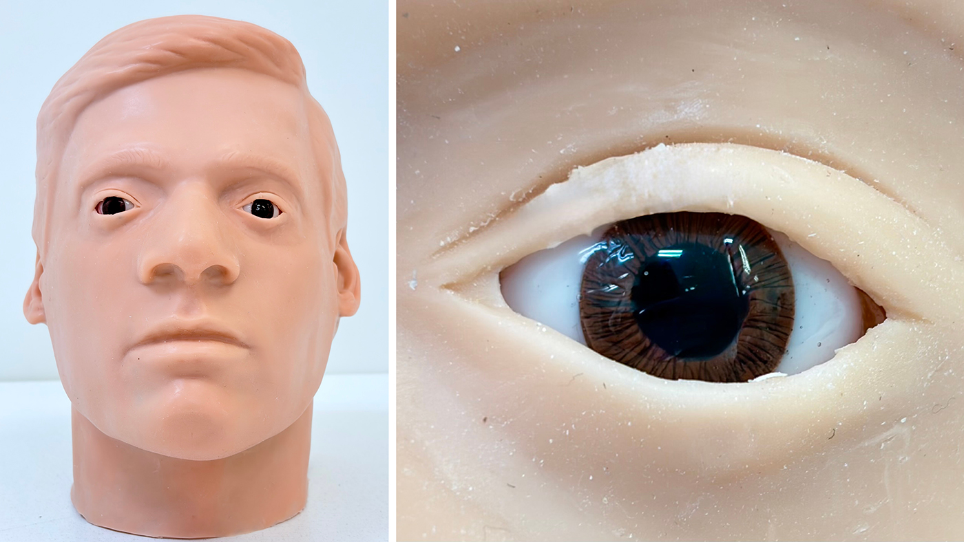 A silicone mask with replaceable eyes designed by RIT medical illustration student Julia Coley.