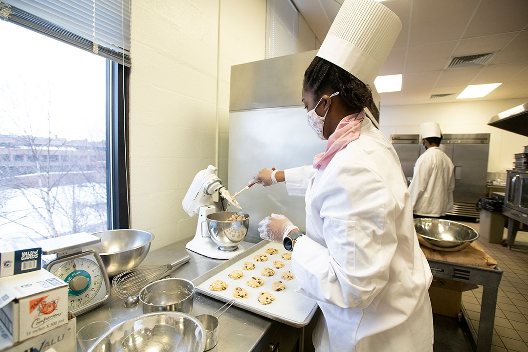 student making cookies.