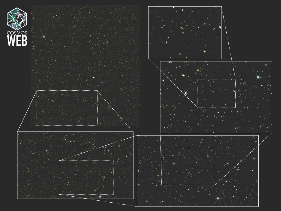 Animated images shows a black star map and squares.