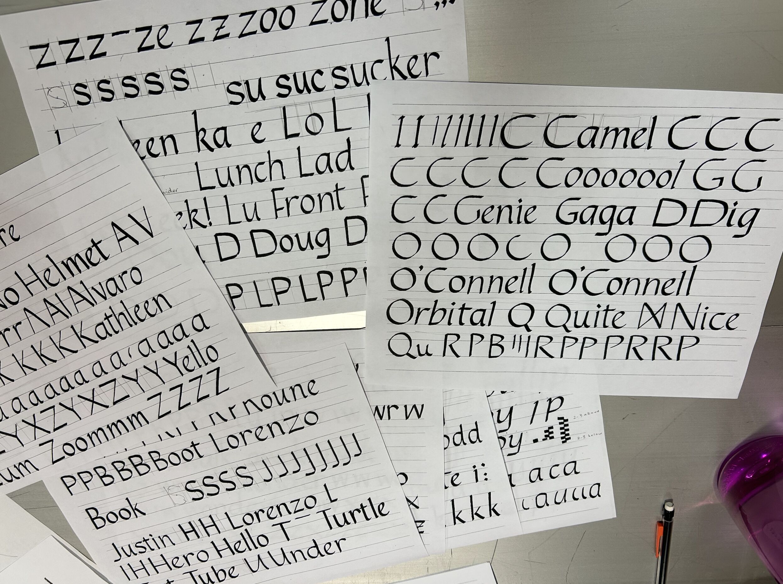 Calligraphy examples from workshop