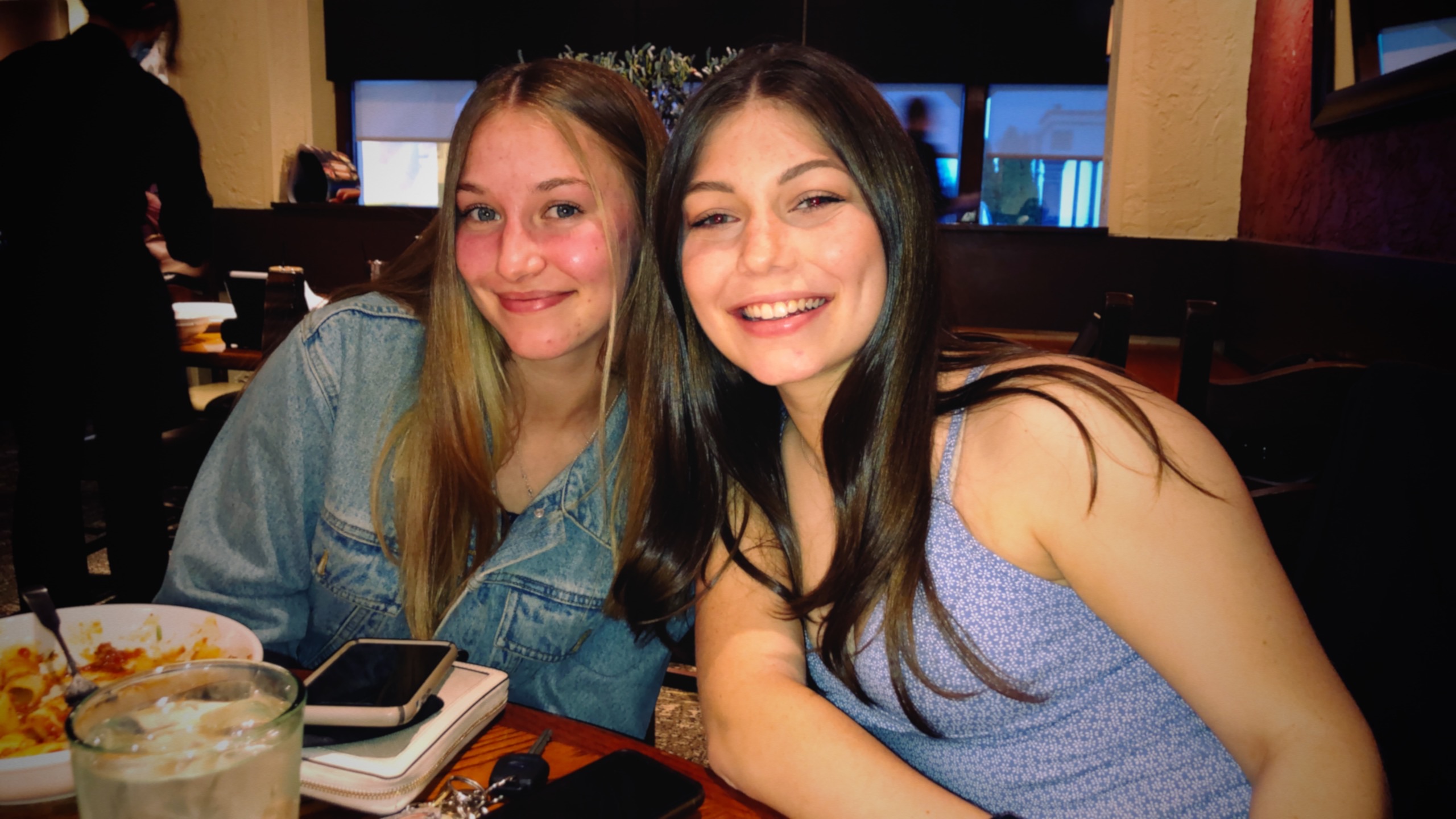 Bari Hayden and Jackie Drozd sit at a table in a restaurant.