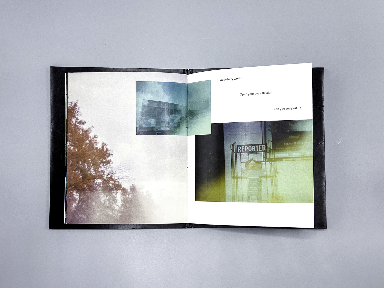 An open book with vibrant-colored graphics.