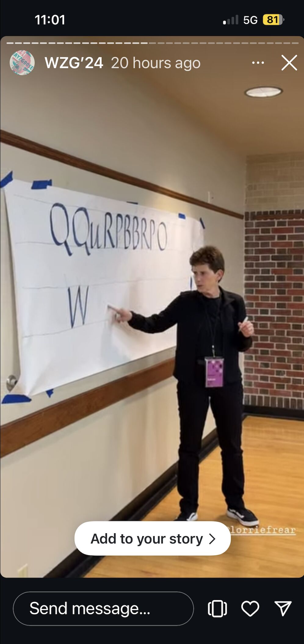 Lorrie teaching calligraphy