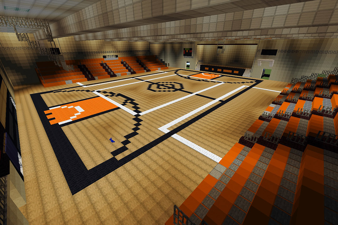 Clark Gym recreated in Minecraft video game.