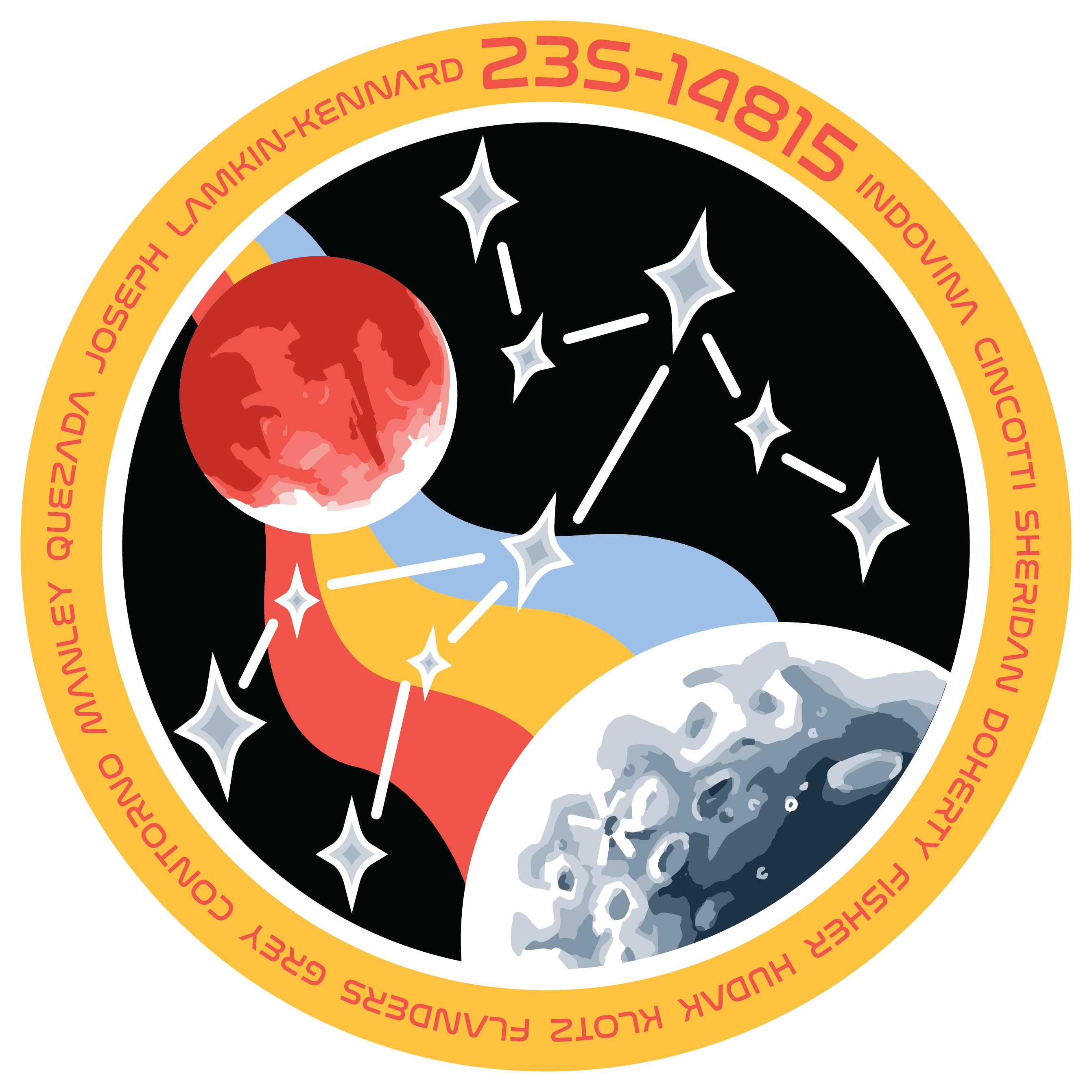 A NASA mission patch designed by Paige Manley.