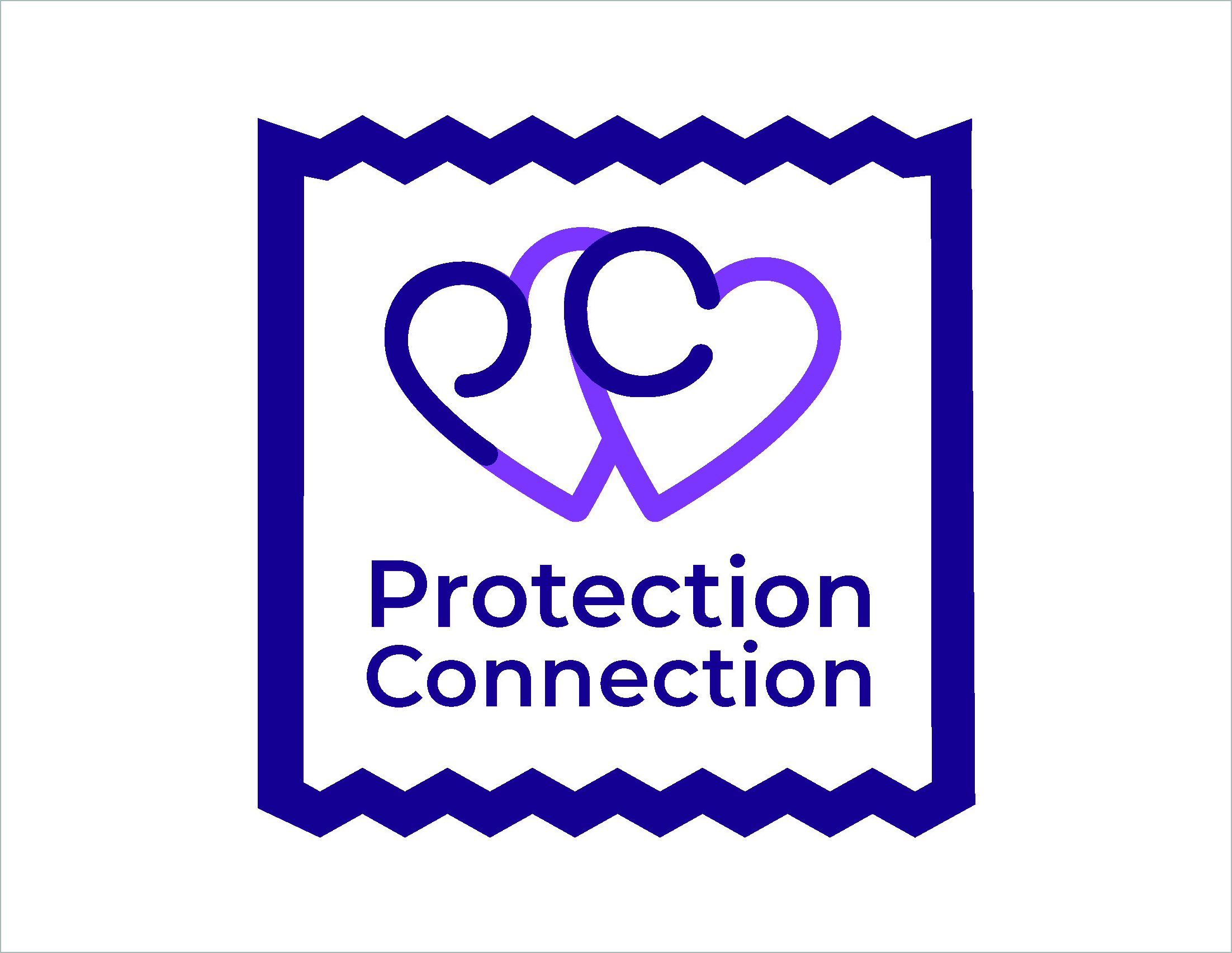 A logo of interlocking hearts that reads Protection Connection.