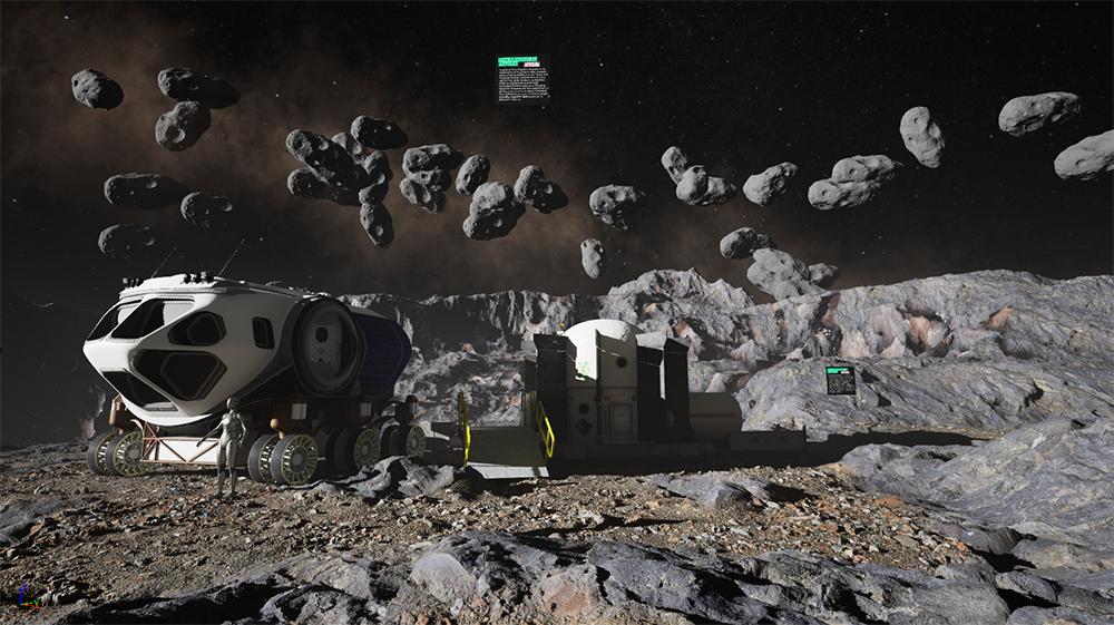 A rendering of the Psyche asteroid.