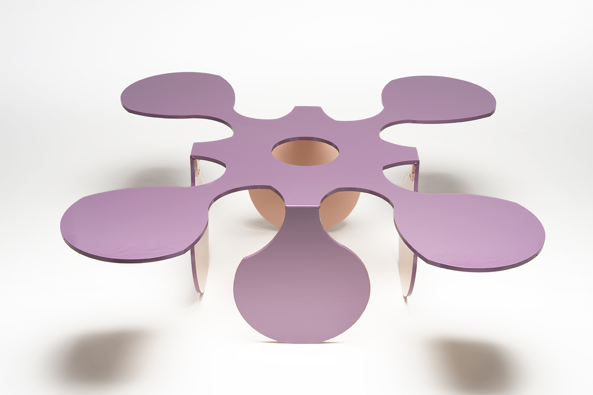 A purple table-like design.