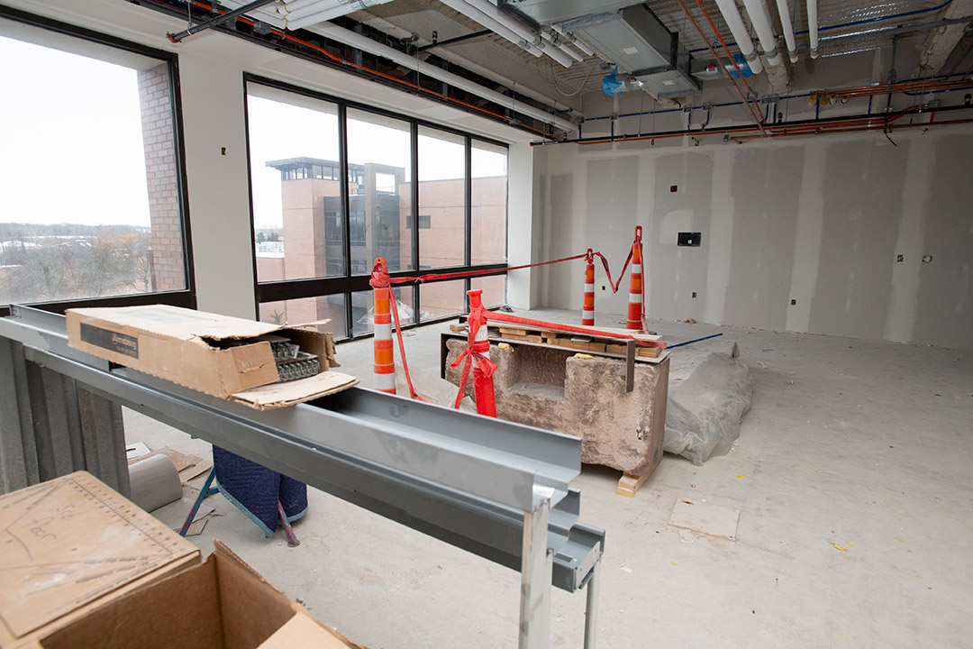 interior of a room in a building under construction.