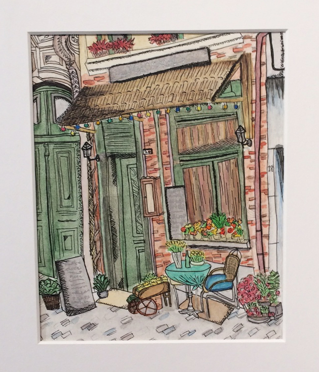 Watercolor called Cafe on the Corner created by Alysia Hutchinson