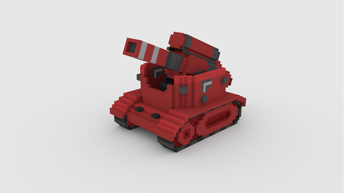 A 3D model of a tank for a mobile video game.