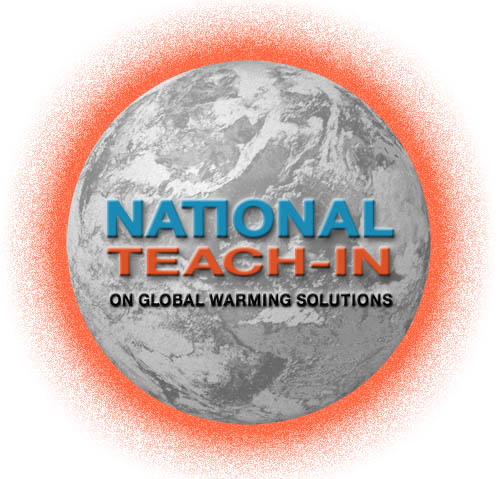 Logo for "National Teach-In: On global warming solutions"