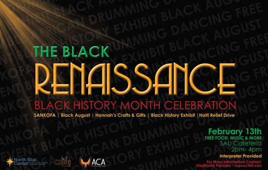 Logo for "The Black Renaissance: Black History Month celebration"
