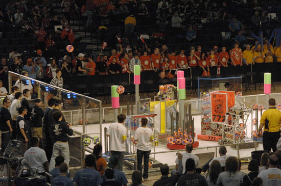 Robots competing at event