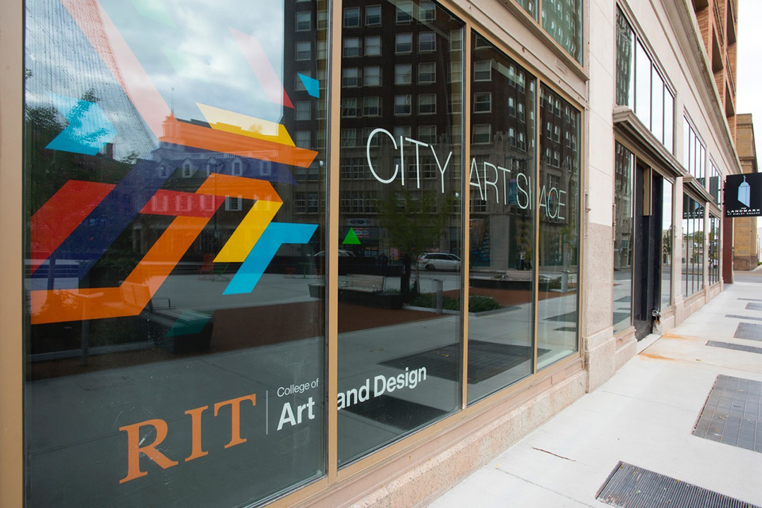 The front window display at the new RIT City Art Space.