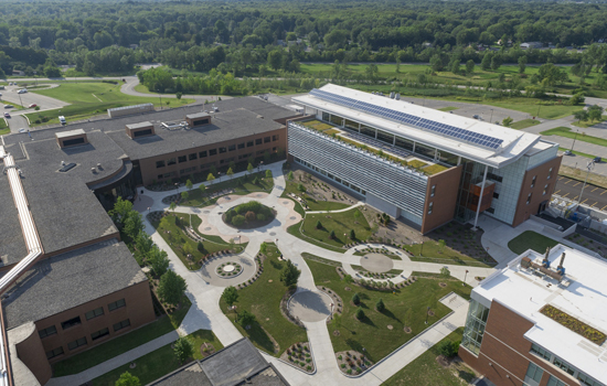 Picture of plaza between classroom buildings