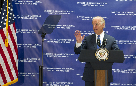 Vice president giving speech at podium