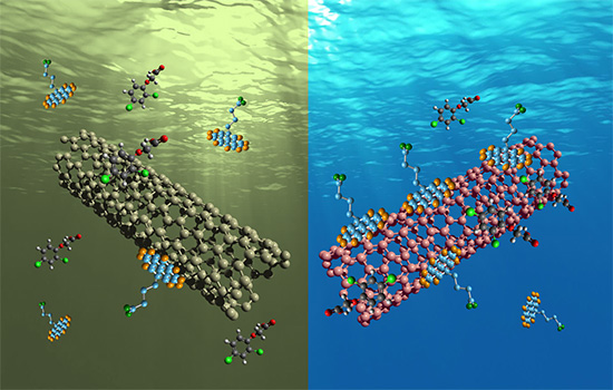Two carbon chain diagrams under water