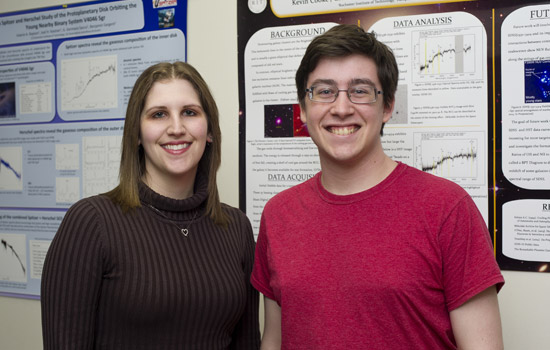 Two people posing for camera