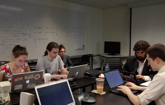 People working in computer lab