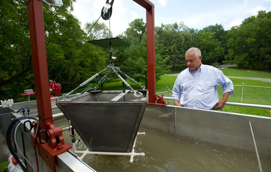 Person looking at mechanism