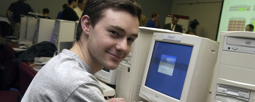 Student in front of computer