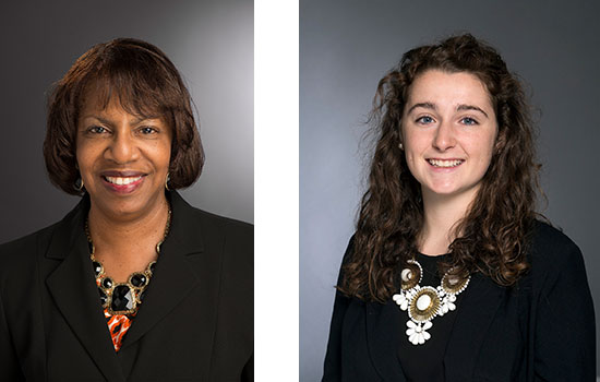 On the left is a headshot of Twyla Cummings. On the right is Claire Finnerty.