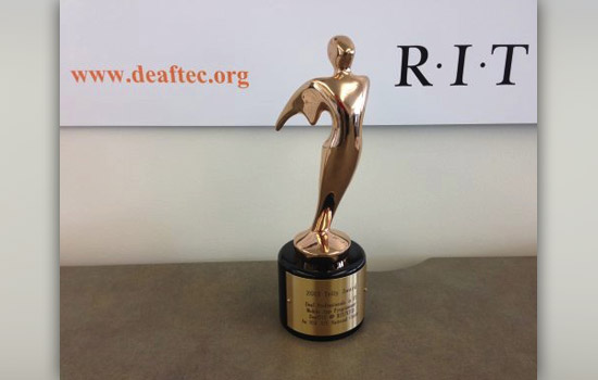 Picture of award on desk