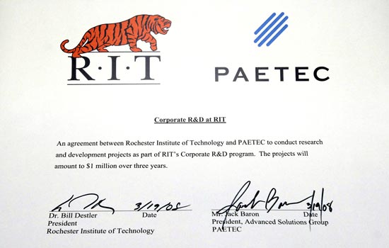 Document declaring "Corporate R&D at RIT"