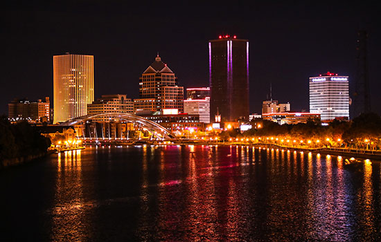 Rochester city skyline.