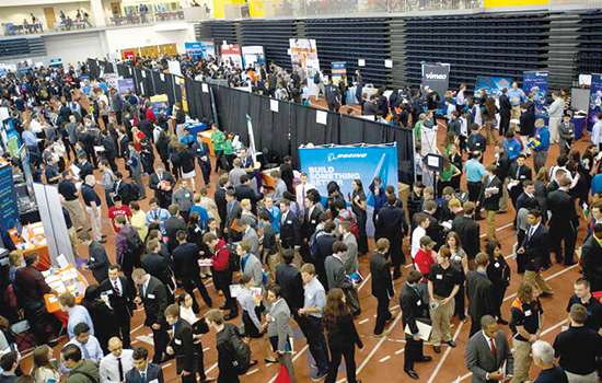 People gathered at career fair 