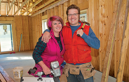 Couple building house