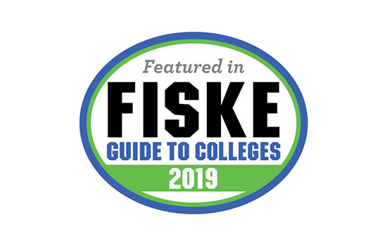Logo saying "Featured in fiske, guide to colleges, 2019".