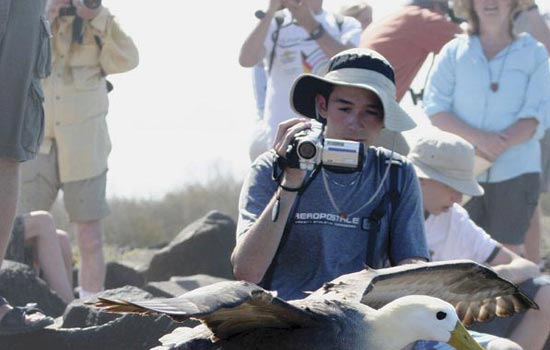 Student Photographing Bird