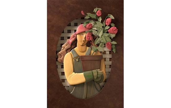 Art of person holding flowers
